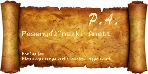 Pesenyánszki Anett névjegykártya