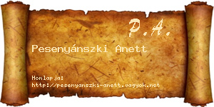 Pesenyánszki Anett névjegykártya